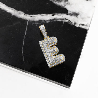 yellow diamond letter e pendant